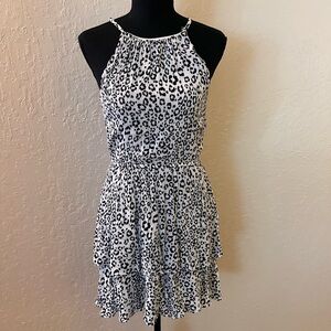 Aqua Black and White Leopard Mini‎ Dress